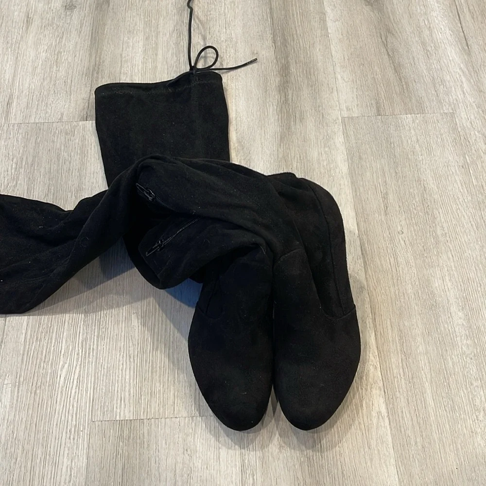 Fashion Nova Sexy Black Over-the-Knee Boots Size 7.5